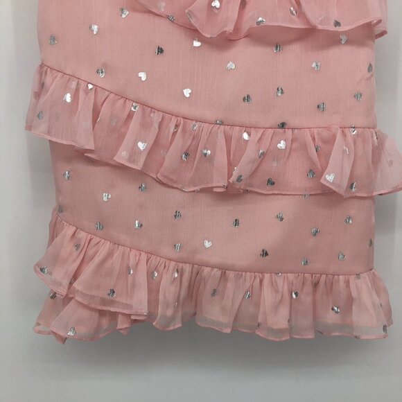 Lovers  + Friends Trinity Powder Pink ruffle heart print tiered Mini Dress SP - Picture 9 of 16
